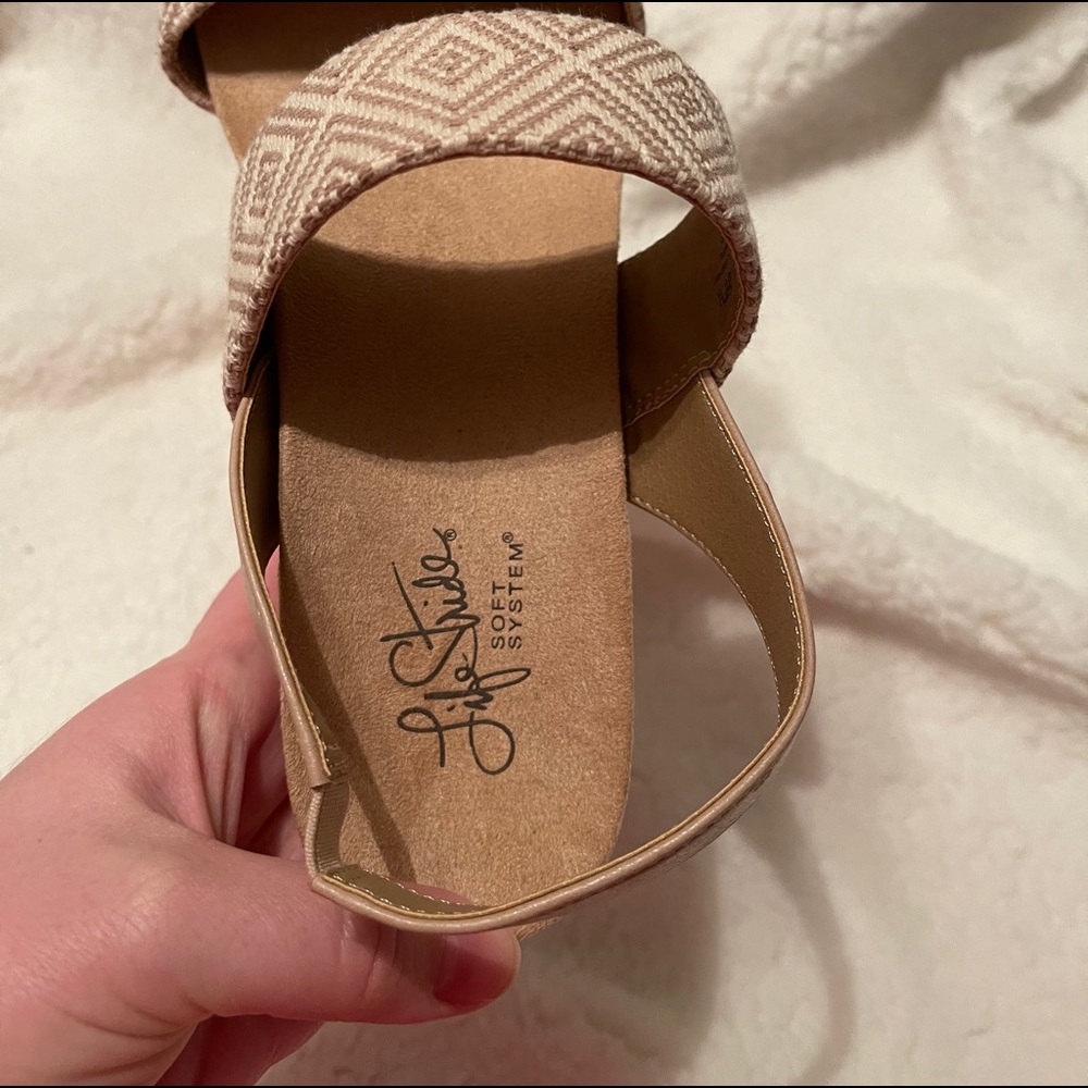 Life Stride Beige Patterned Wedge Sandals with Elastic Slingback - Picture 8 of 11
